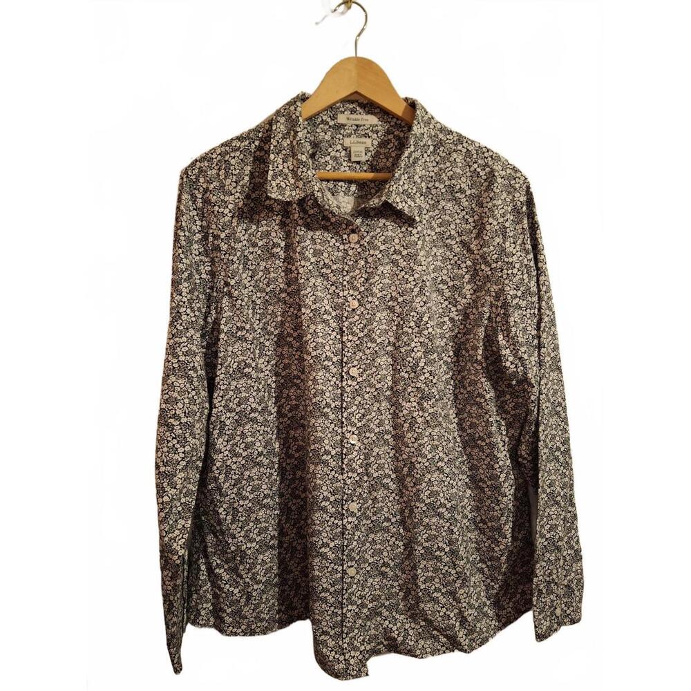 L.L. Bean Women's Floral Print Button Up Long Sleeve Shirt Women's 2X